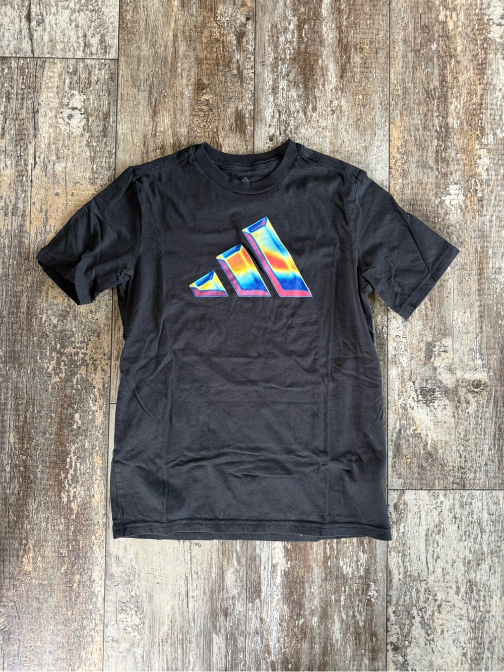3 for $10 sale: Black adidas t-shirt with rainbow graphic logo - M